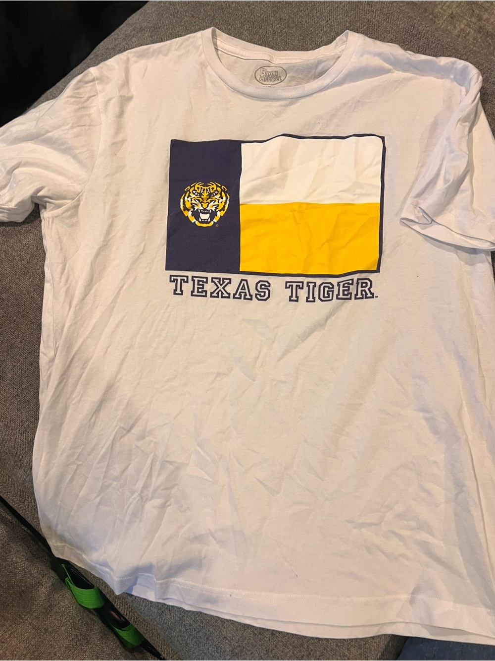 Texas Tiger Graphic Tee - White with Navy & Yellow